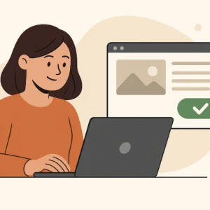 kvinder der kigger på en hjemmeside med en flot landigpage