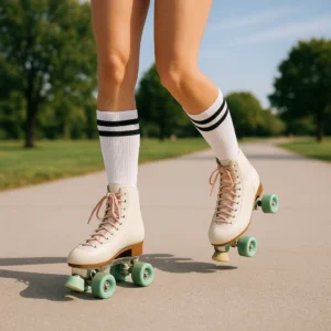 et billede af en dame på rulleskøjter der træner ved aarhus1900inlinere.dk som er en wordpress hjemmeside lavet af mlindbjerg.dk