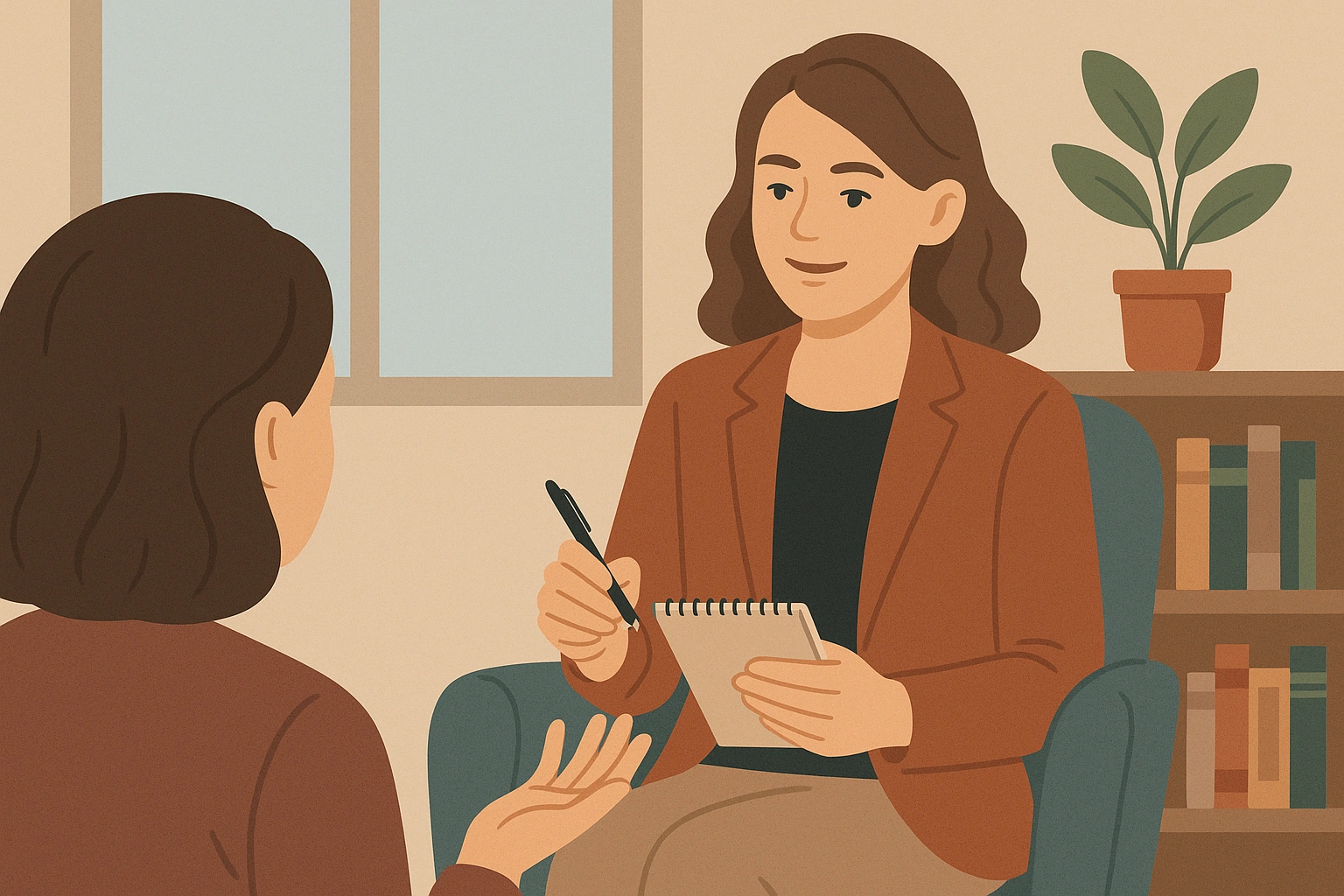 image of Psychotherapist Katrine on my wordpress website she is in a session with af patient