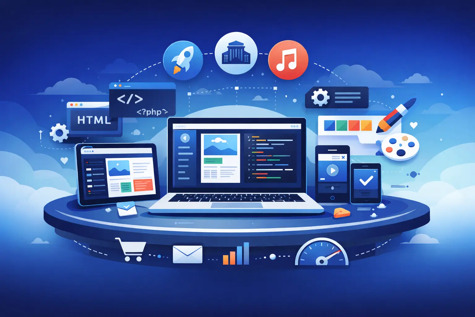 Billede der illustrere cms systemer som fx wordpress